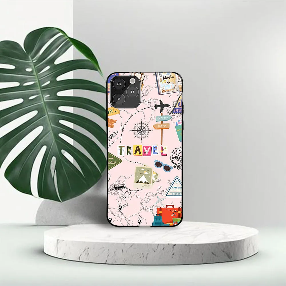 Travel Doodle Printed Phone Case Modern Accessory Impact Guard