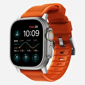 Nomad Rugged Apple Watch Silicone Strap (Silver/Ultra Orange) Versatile Use