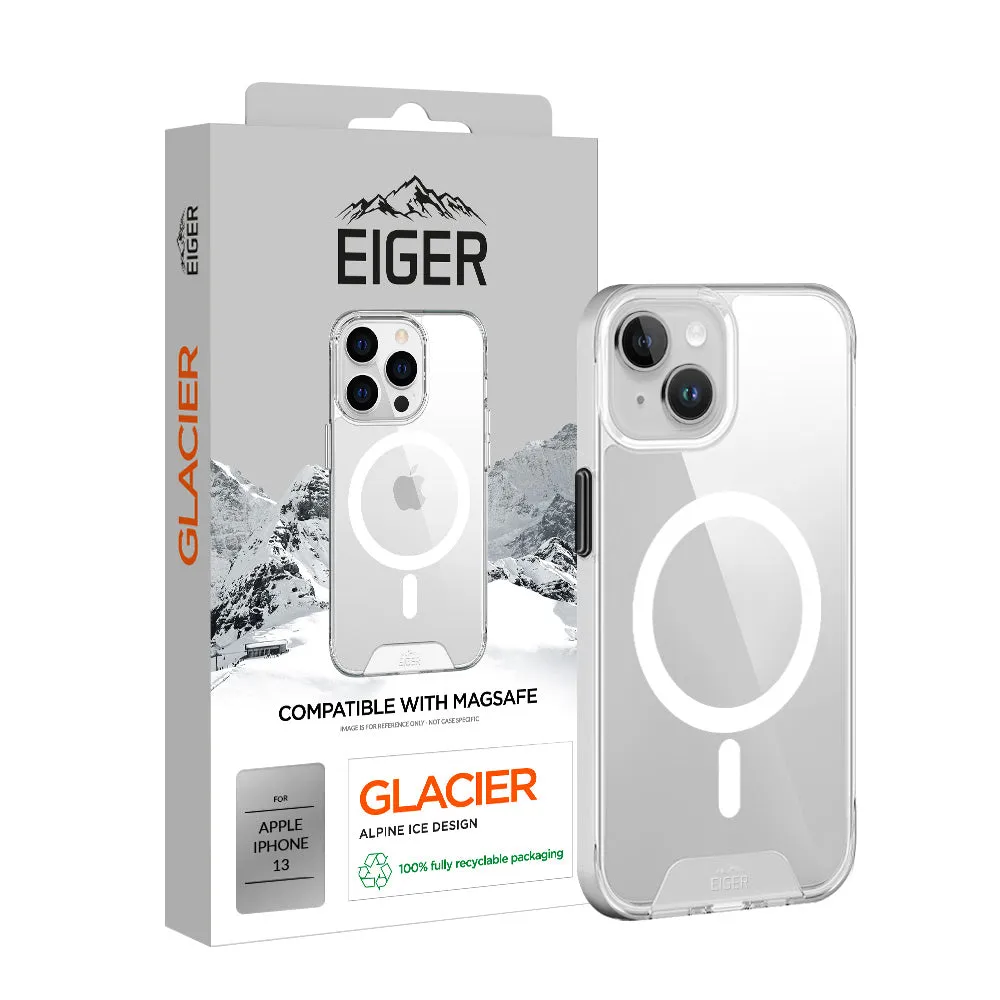 Eiger Glacier MagSafe Compatible Case for Apple iPhone 13 in Clear Modern Edge Shock Cushion