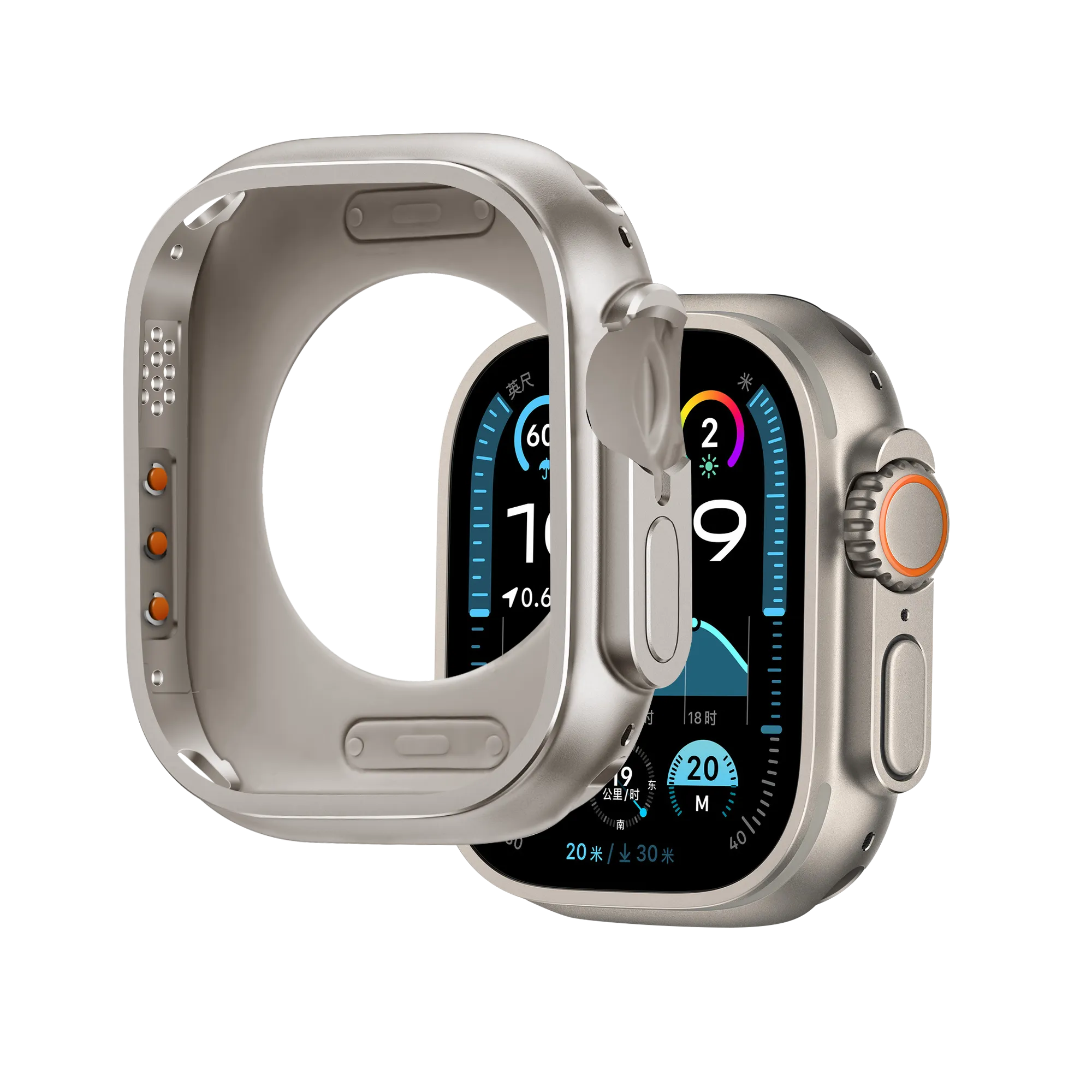 Scratch Shield Light Armor Shielding Bandz Apple Watch Ultra - 49mm Metal Case (Titanium)