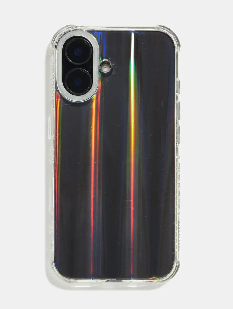 Elegant Texture Layer Personalised Holo Shock iPhone Case With Clear Camera Hole