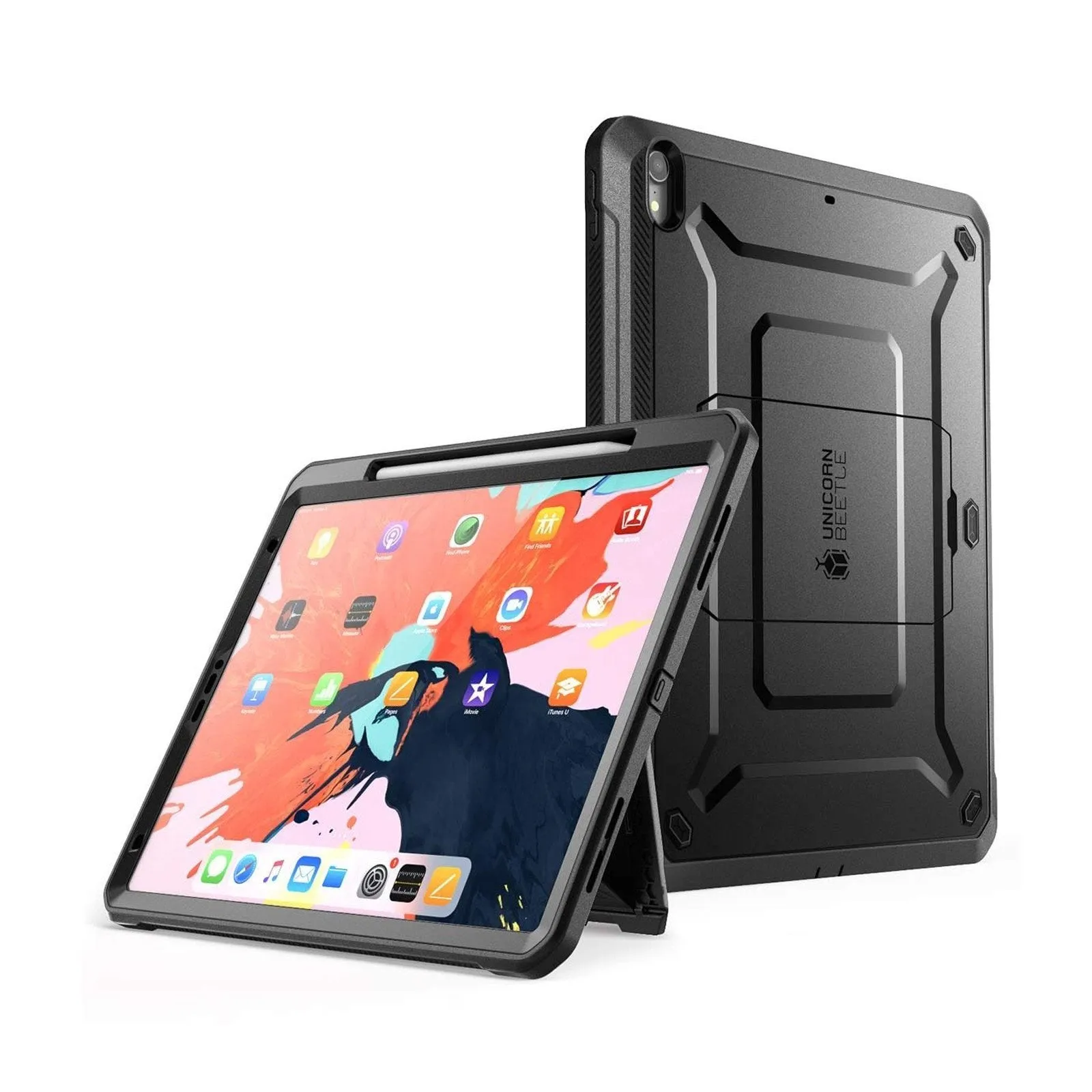 iPad Pro 12.9 inch (2018) Unicorn Beetle Pro Full Body Case (Apple Pencil compatible)-Black Tablet Sleeve Smart Stand