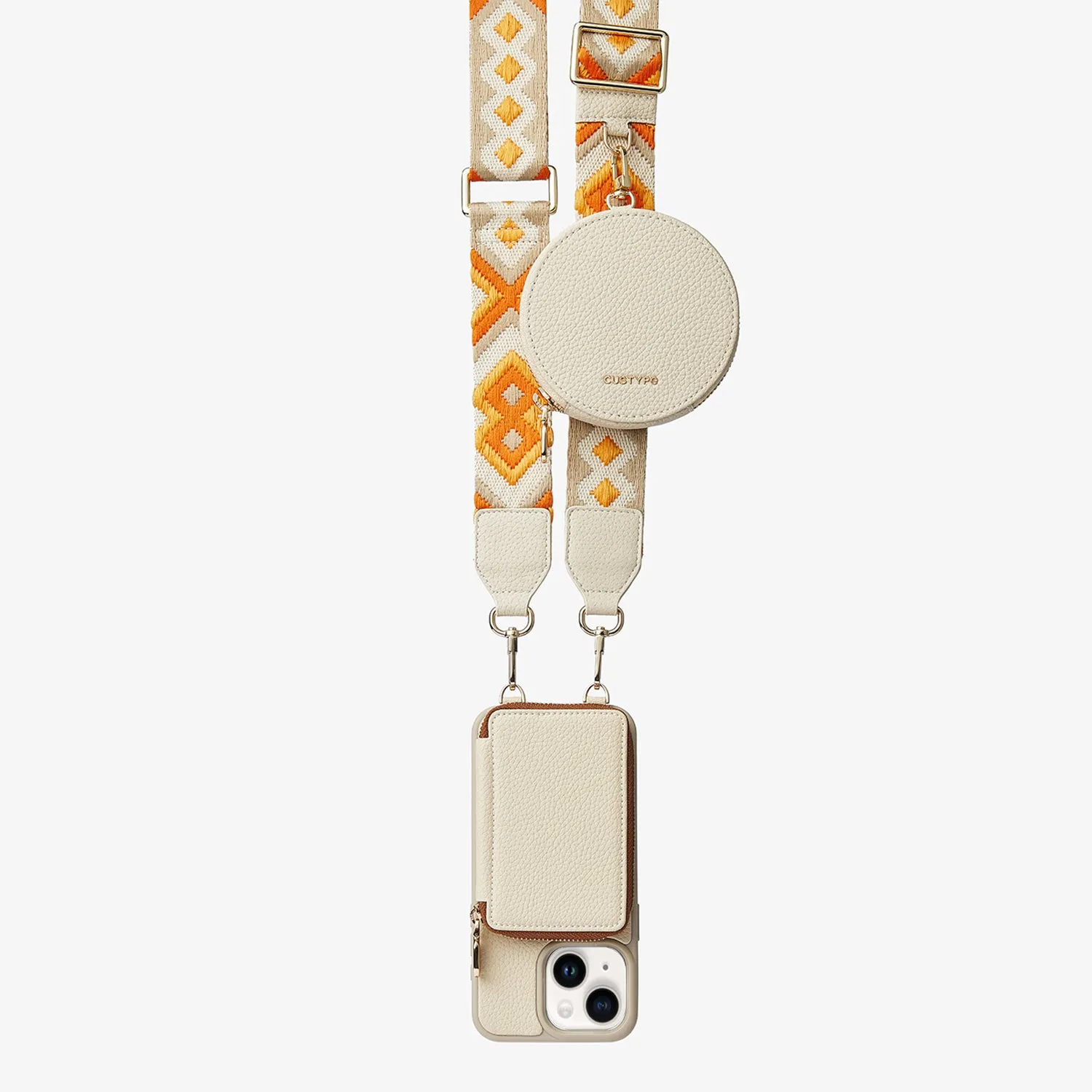 Vivid Kit- Webbing Crossbody Phone Case Round Pouch Set Durable Look Practical Design