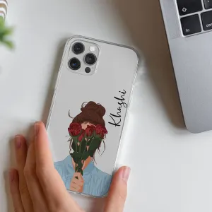 Soft Pattern Layer Flower-Flies transparent silicone case with name