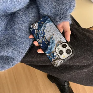 Waves Flowers Printed Protective Phone case Durable touch Matte Build