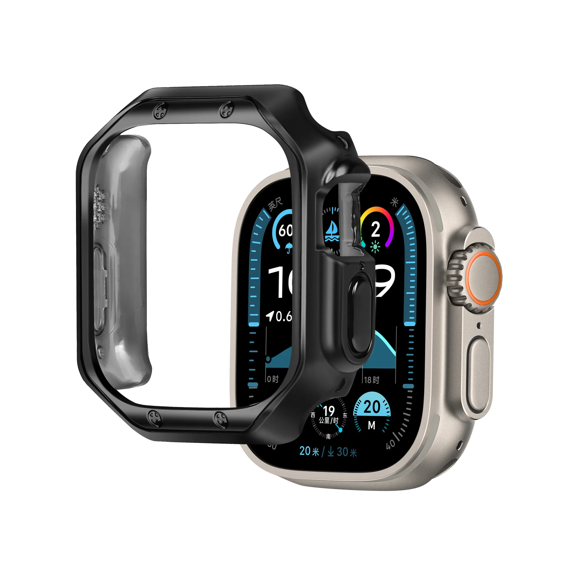 Bandz Apple Watch Ultra - 49mm Galvanized TPU Case  (Black) Drop Frame