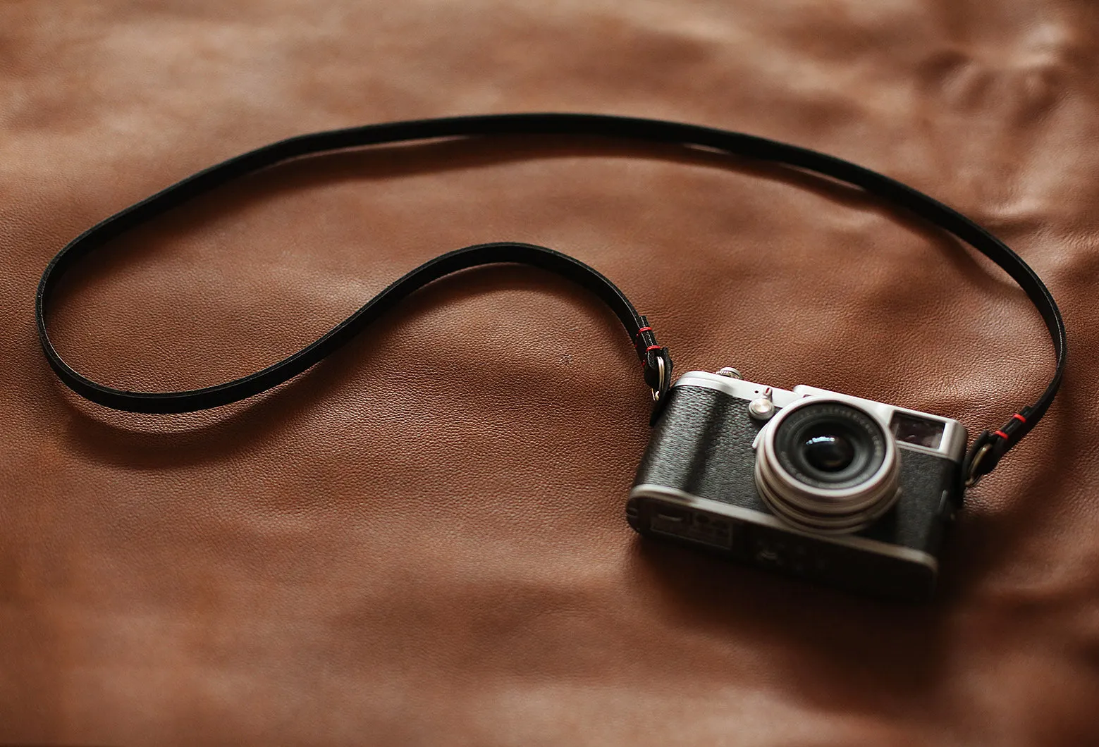 Under Arm School Ready Windmup Black Handmade Leather Camera Strap