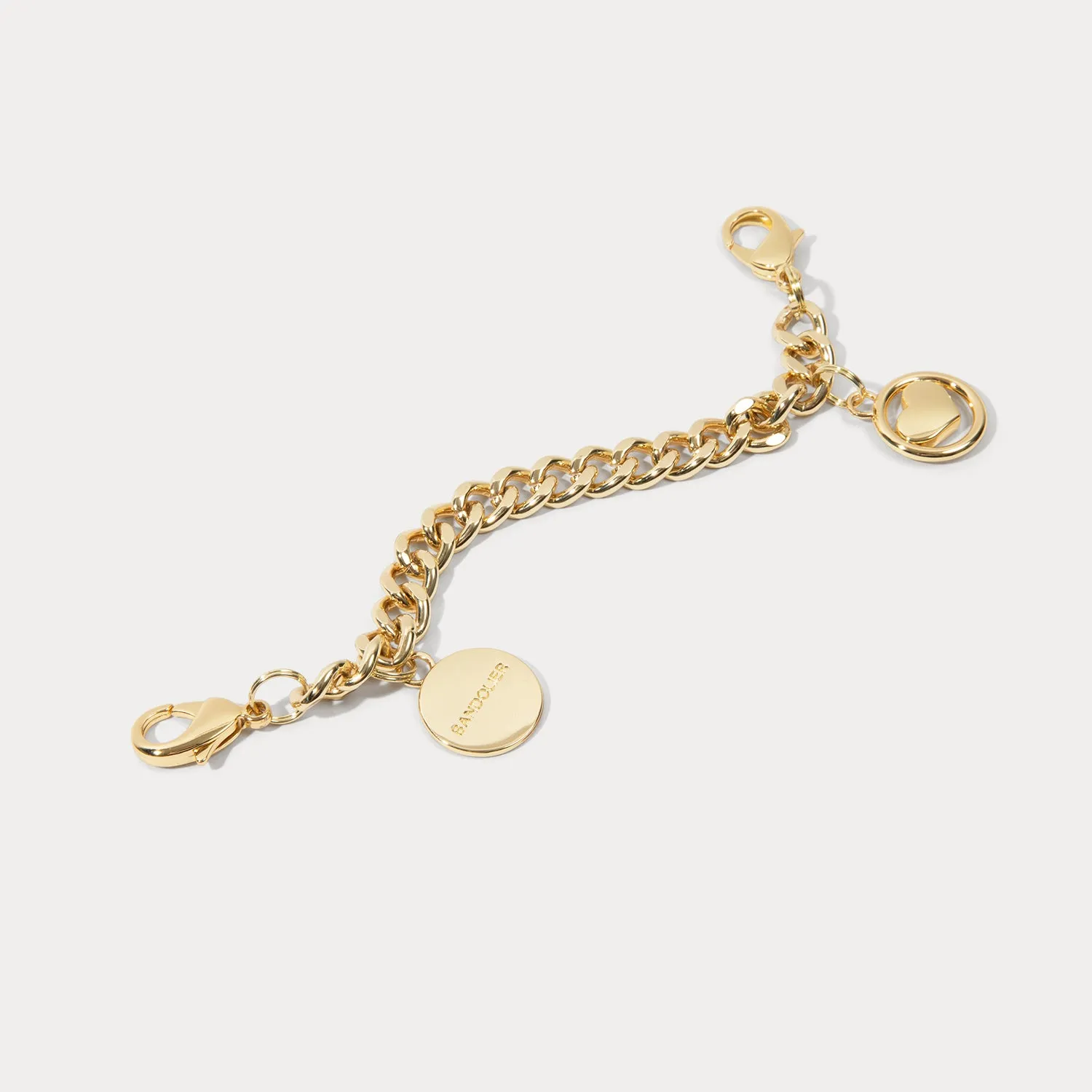 Wristlet Circle Heart Charm - Gold/Gold Neck strap